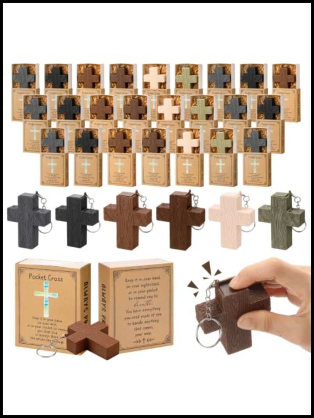 Cross Clicker Fidget Keychain Set 30 Christian Gifts Bulk PLA Party Favors